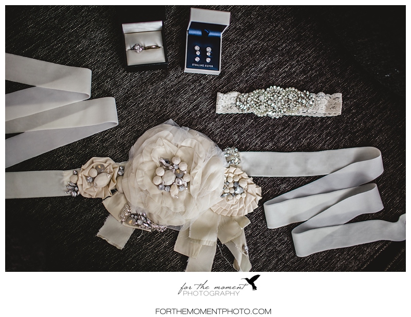 St Louis Wedding Photography Rhinestone Garter Bridal Sash Jewelry