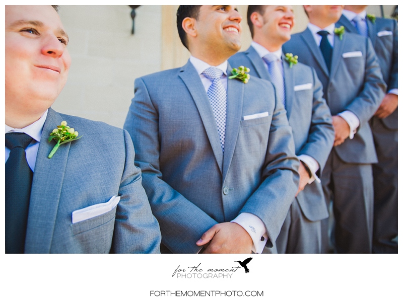 St Louis Wedding Photography Grey Suit Groomsmen Succulent Boutonniere