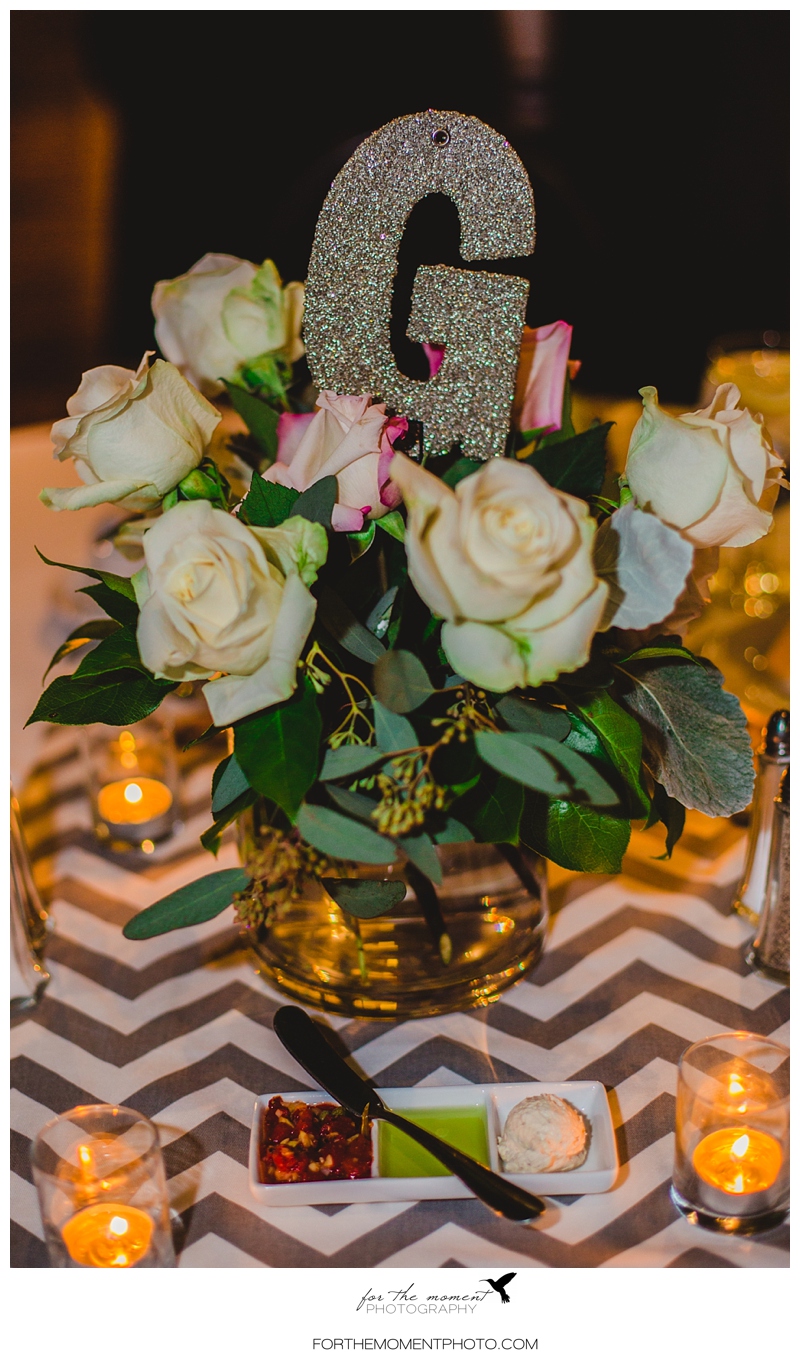 Glitter Table Letter Rose Centerpieces Moulin Events Wedding Venue