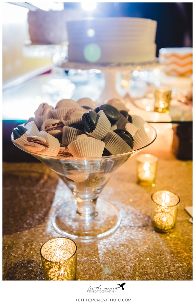 Grey and Pink Macarons Dessert Table at Moulin Events Wedding Venue