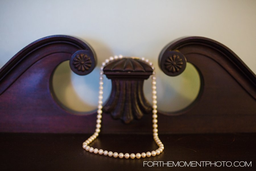 Bridal Pearl Necklace on Antique Dresser